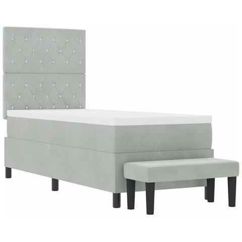 Letto a molle con materasso Grigio chiaro 80 x 200 cm Velluto - Foto 1