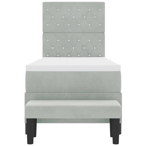 Letto a molle con materasso Grigio chiaro 80 x 200 cm Velluto - Foto 9