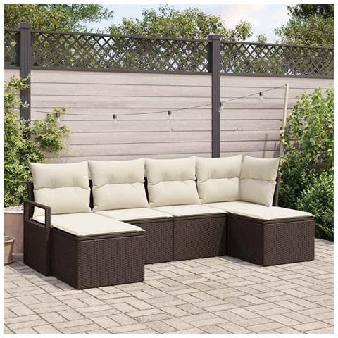Set Divano da Giardino con cuscino 6 pcs Marrone e Crema - Foto 2