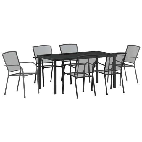 Set da Pranzo per Giardino 7 pcs Antracite Acciaio - Foto 1