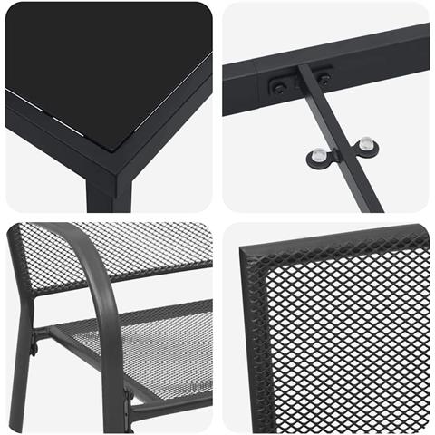 Set da Pranzo per Giardino 7 pcs Antracite Acciaio - Foto 9