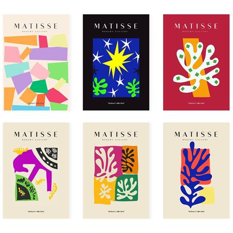 Set Di 6 Stampe Künstlerischen Illustrationen Von Henri Matisse Einladend Sammlung Von Dekorations Gemälden Im Kunstgalerie Stil A3 Senza Cornice - Foto 1