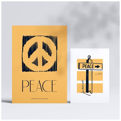 Set Di 6 Stampe Stampe Artistiche Con Simboli Della Pace In Inchiostro Nero Raffiguranti Mare E Oceano Per L'interior Design A3 & A4 Senza Cornice - Foto 2