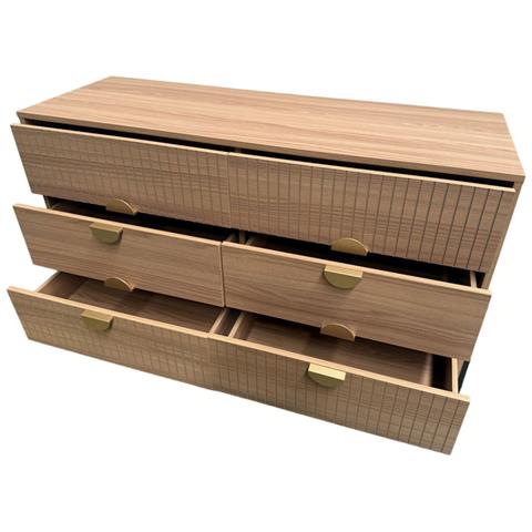 Vallo Comò A 6 Cassetti Con Decorazioni In Legno Scanalato 124 Cm - Foto 2