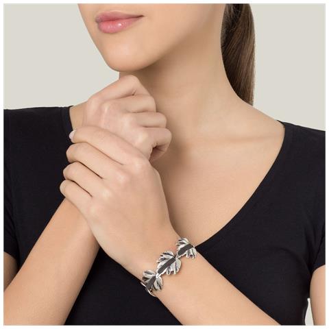 Bracciale Regolabile Multi-foglia In Pelle E Argento Placcato - Foto 2
