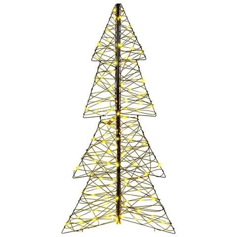 Albero di Natale con 160 LED Bianco caldo 150 cm Rattan - Foto 2