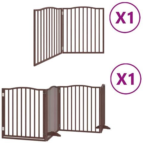 Cancello Cani Porta Pieghevole Marrone 6 Pannelli 480cm Pioppo - Foto 1