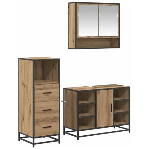 Set di mobili per il bagno con porta 3 pcs Rovere artigianale - Foto 1