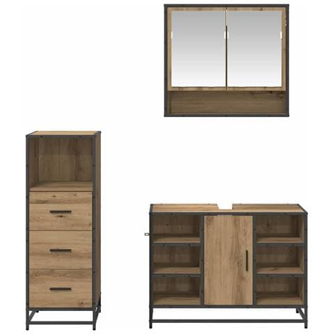 Set di mobili per il bagno con porta 3 pcs Rovere artigianale - Foto 9
