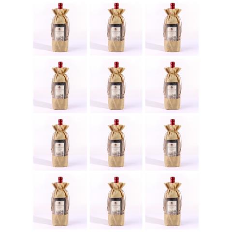 Confezione Da 12 Sacchetti Di Iuta Con Coulisse Per Bottiglie Da 750 Ml, Sacchetti Regalo Riutilizzabili In Lino Per Vino Beige - Foto 1