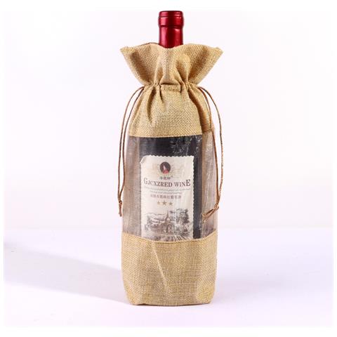 Confezione Da 12 Sacchetti Di Iuta Con Coulisse Per Bottiglie Da 750 Ml, Sacchetti Regalo Riutilizzabili In Lino Per Vino Beige - Foto 2