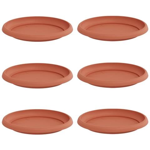 Vassoio Rotondo per Fiori 6 pcs Rosso Mattone Ø 21,5 x 2,5 cm - Foto 1