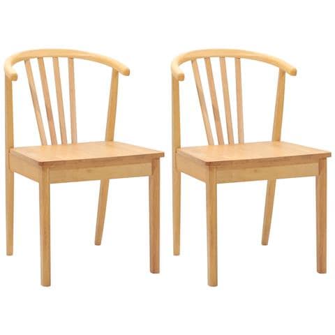 Sedia da pranzo 2 pcs Naturale Legno di gomma massiccio - Foto 1