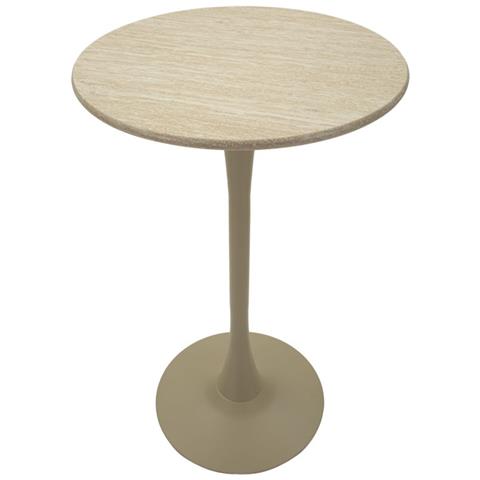 Tavolo Bar Alaska Rotondo In Mdf E Ferro Crema Ø60x106 Cm - Foto 2