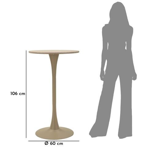 Tavolo Bar Alaska Rotondo In Mdf E Ferro Crema Ø60x106 Cm - Foto 7