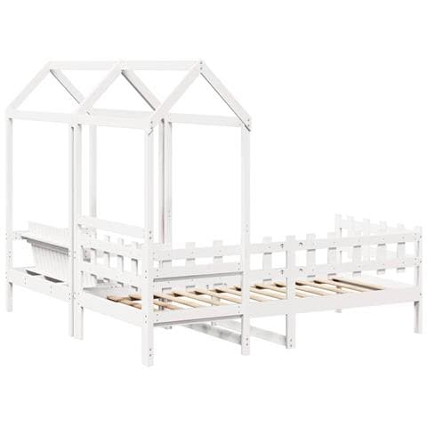 Set Dormeuse e Panca con Tetto Bianco 80x200cm Massello Pino - Foto 9