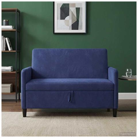 Divano con Storage Blu Polizia 122 x 78 x 87 cm Poliestere - Foto 2