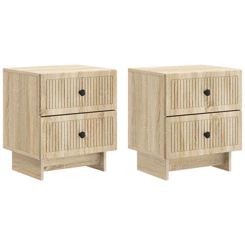 Armadio da Notte 2 pcs Rovere Sonoma 43 x 34,5 x 47,5 cm - Foto 1