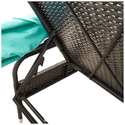 Lettino prendisole con tettuccio e Tavolino in Polyrattan Nero - Foto 9