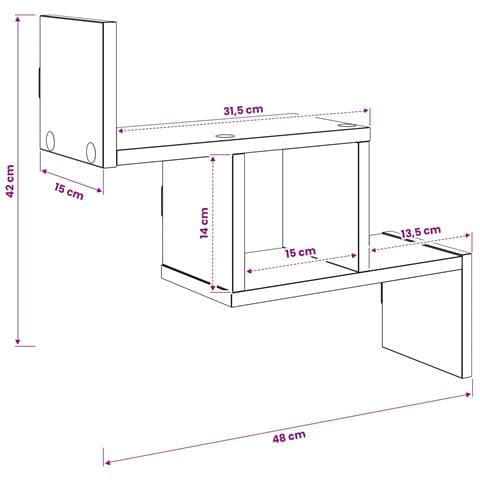 Scaffale da parete Rovere Fumo 48 x 15 x 42 cm - Foto 8