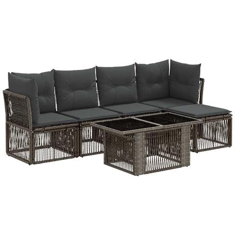 Set Divano da Giardino 6 pz Grigio polyrattan - Foto 1