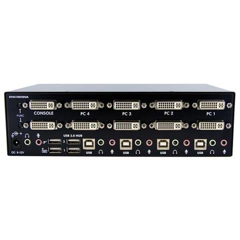 Switch KVM Dual DVI USB 4 porte con audio e hub USB 2.0 - Foto 3