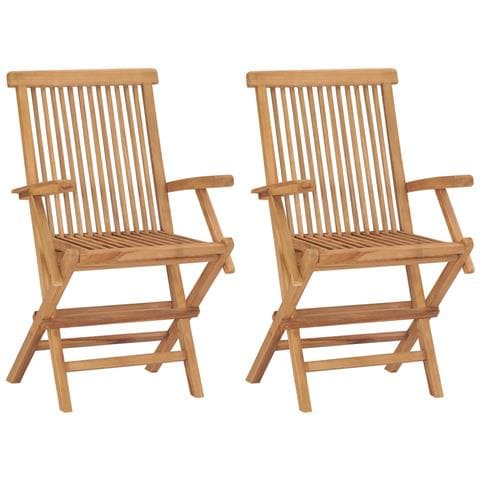 Sedie da Giardino Pieghevoli 2 pz in Legno Massello di Teak - Foto 1