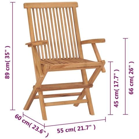 Sedie da Giardino Pieghevoli 2 pz in Legno Massello di Teak - Foto 9