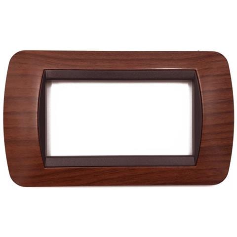 1 Placca Muro 4 Posti Moduli Legno Radica Compatibile Tipo Bticino Living - Foto 1