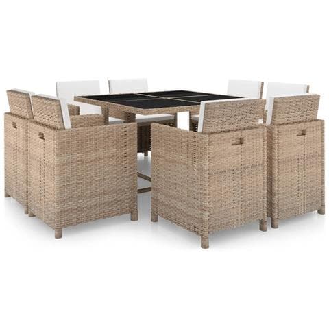 25 Pezzi Set Da Pranzo Esterno In Polyrattan Grigio - Foto 1