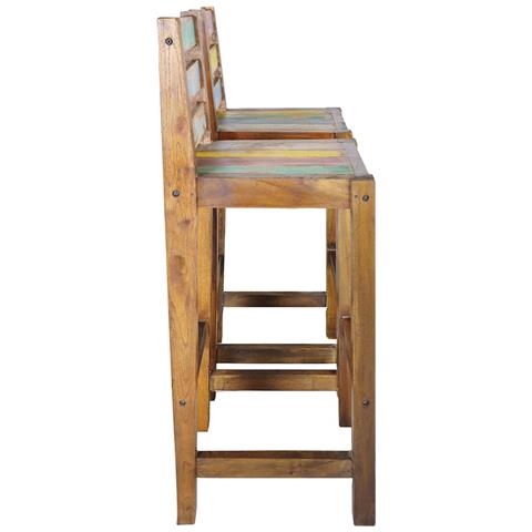 Sgabelli Da Bar 2 Pz In Legno Massello Di Recupero 40x40x106 Cm - Foto 9