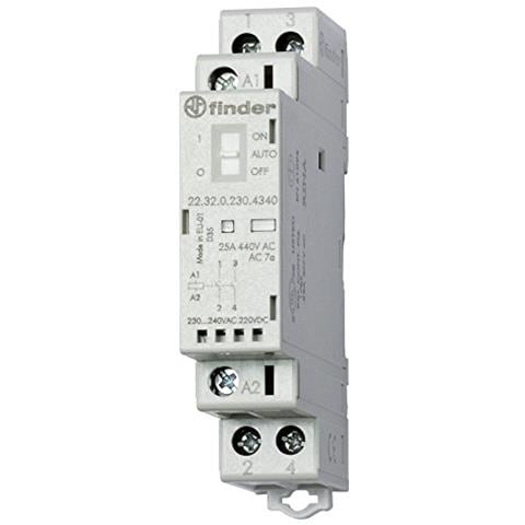 223202304340pas - Contattore Modulare 230 Vac / dc 2 No 25 A Agsno2 Indicatore Meccanico / led Con Selettore - Foto 1