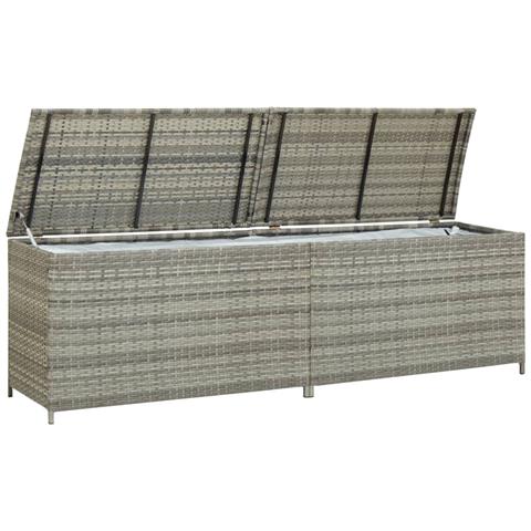 Baule da Giardino in Polyrattan 200x50x60 cm Grigio - Foto 2