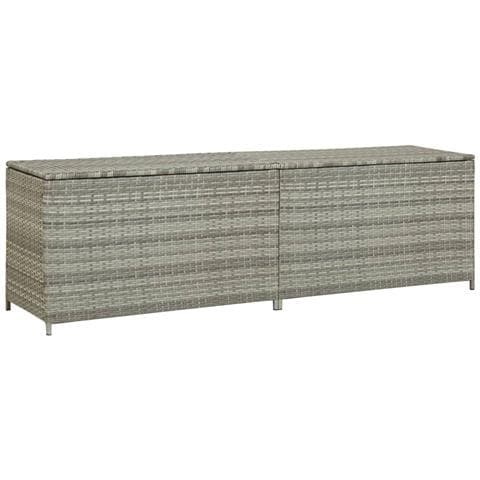 Baule da Giardino in Polyrattan 200x50x60 cm Grigio - Foto 1