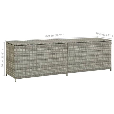 Baule da Giardino in Polyrattan 200x50x60 cm Grigio - Foto 8