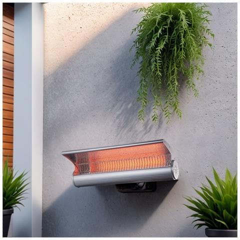 Stufa Infrarossi Parete 2000 Riscaldatore Riflettente Parete Con Telecomando 2000w Grigio Con Telecomando Ottimo Anche Come Diffusore Di Calore A Parete Protetto Contro I Getti Dacqua Ip65 - Foto 8