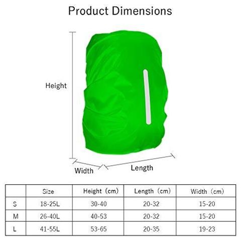 Copertura Antipioggia Impermeabile Lama 2pcs Per Lo Zaino Riflettente Antipioggia Protector Anti-polvere E Anti-furto L 41l-55l Nero Verde - Foto 2
