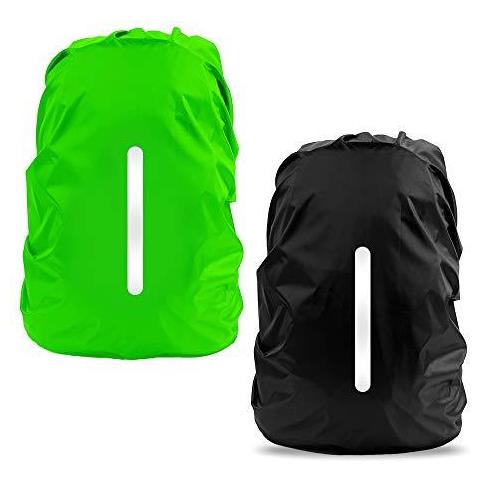 Copertura Antipioggia Impermeabile Lama 2pcs Per Lo Zaino Riflettente Antipioggia Protector Anti-polvere E Anti-furto L 41l-55l Nero Verde - Foto 1