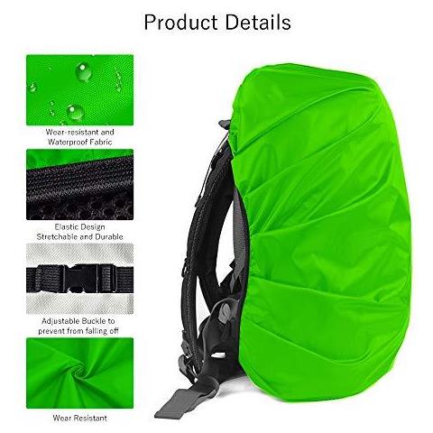 Copertura Antipioggia Impermeabile Lama 2pcs Per Lo Zaino Riflettente Antipioggia Protector Anti-polvere E Anti-furto L 41l-55l Nero Verde - Foto 4