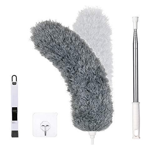 Allungabile Feather Duster Microfibra Duster Con Extra Lungo 100 Pollici Telescopico Pole Telescopico Bombolette Con Pieghevole Testa Mano Duster Per Pulizia Ad Alta Ventilatore A Soffitto Tende Ragnatela Auto - Foto 1