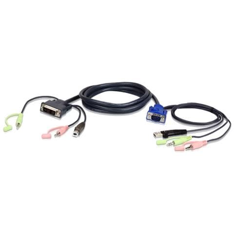 2L-7DX2U HDB-15 Male, USB A, Mini Stereo Jack DVI-I (Single Link), USB B, Mini Stereo Jack Nero, Verde, Rosa cavo di interfaccia e adattatore - Foto 1