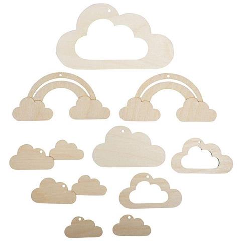 10 Pendenti In Legno Per Mobile A Nuvola Piccola - Foto 1