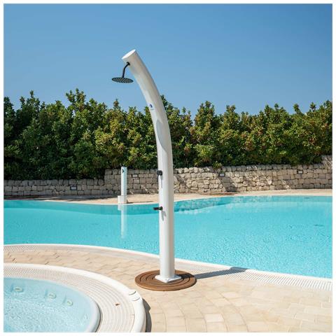 Dafne Doccia Solare Curva In Alluminio Con Lavapiedi Da 35 Litri Bianco - Foto 2