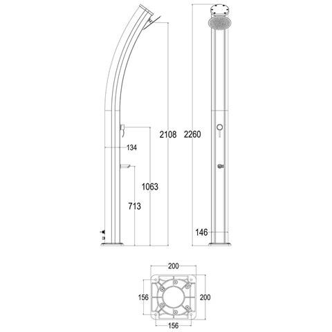 Dafne Doccia Solare Curva In Alluminio Con Lavapiedi Da 35 Litri Bianco - Foto 9