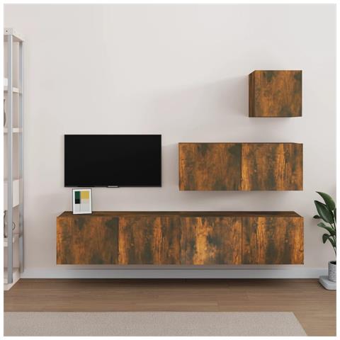 Set Di Mobili Porta Tv 4 Pz Rovere Fumo In Legno Multistrato - Foto 9