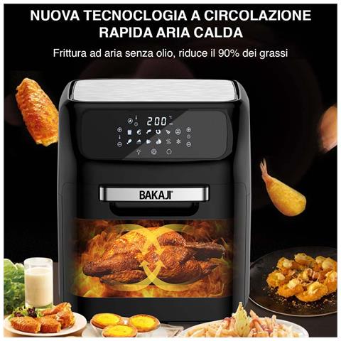 Forno Friggitrice Ad Aria Calda 12lt Digitale 1800w Frigge Cuoce Senza Olio Nero - Foto 10