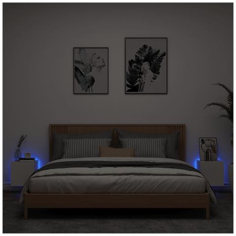 Mobili Tv A Parete Con Luci Led 2pz Bianchi 30,5x35x30 Cm - Foto 3