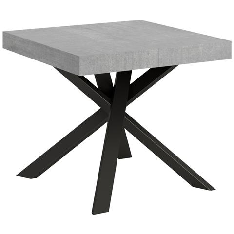 Tavolo Allungabile 90x90/194 Cm Clerk Piano - Gambe Antracite - Cemento - Foto 6