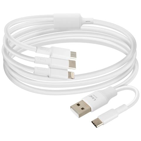 Cavo Da Usb-a / Usb-c Verso Usb-c, Lightning E Micro-usb 1 Metro E 20, Bianco - Foto 1