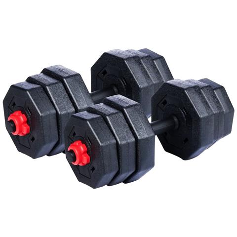 Set Manubri Convertibili In Bilanciere 19kg Totali 12 Dischi Pesi Plastica Dura - Foto 6